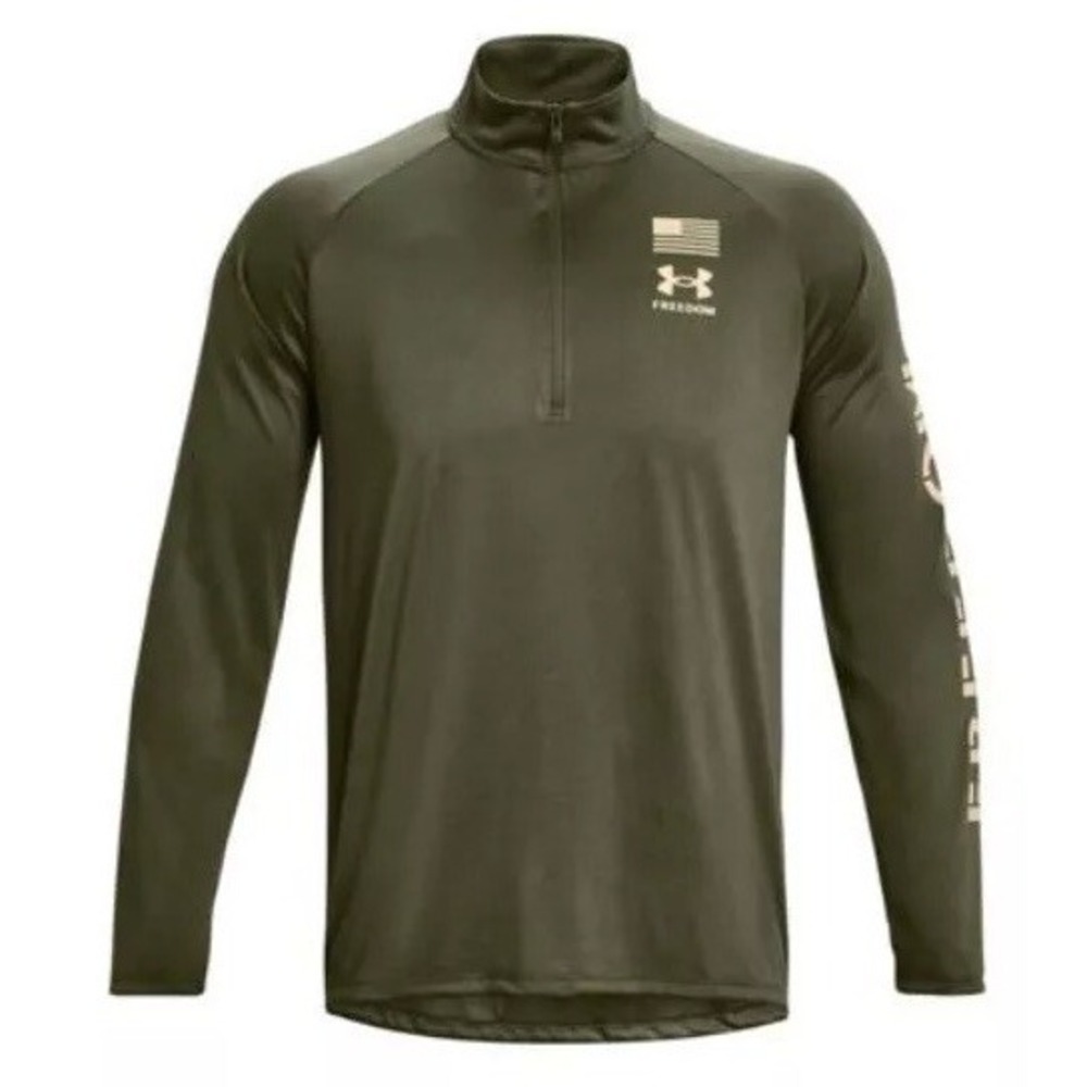 Under Armour Freedom Tech Top Men's Small Olive Long Sleeve 1/2 Zip Performance